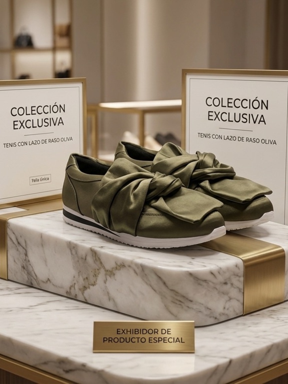 JustFab Olive Green Satin Slip-On Sneakers with Bow